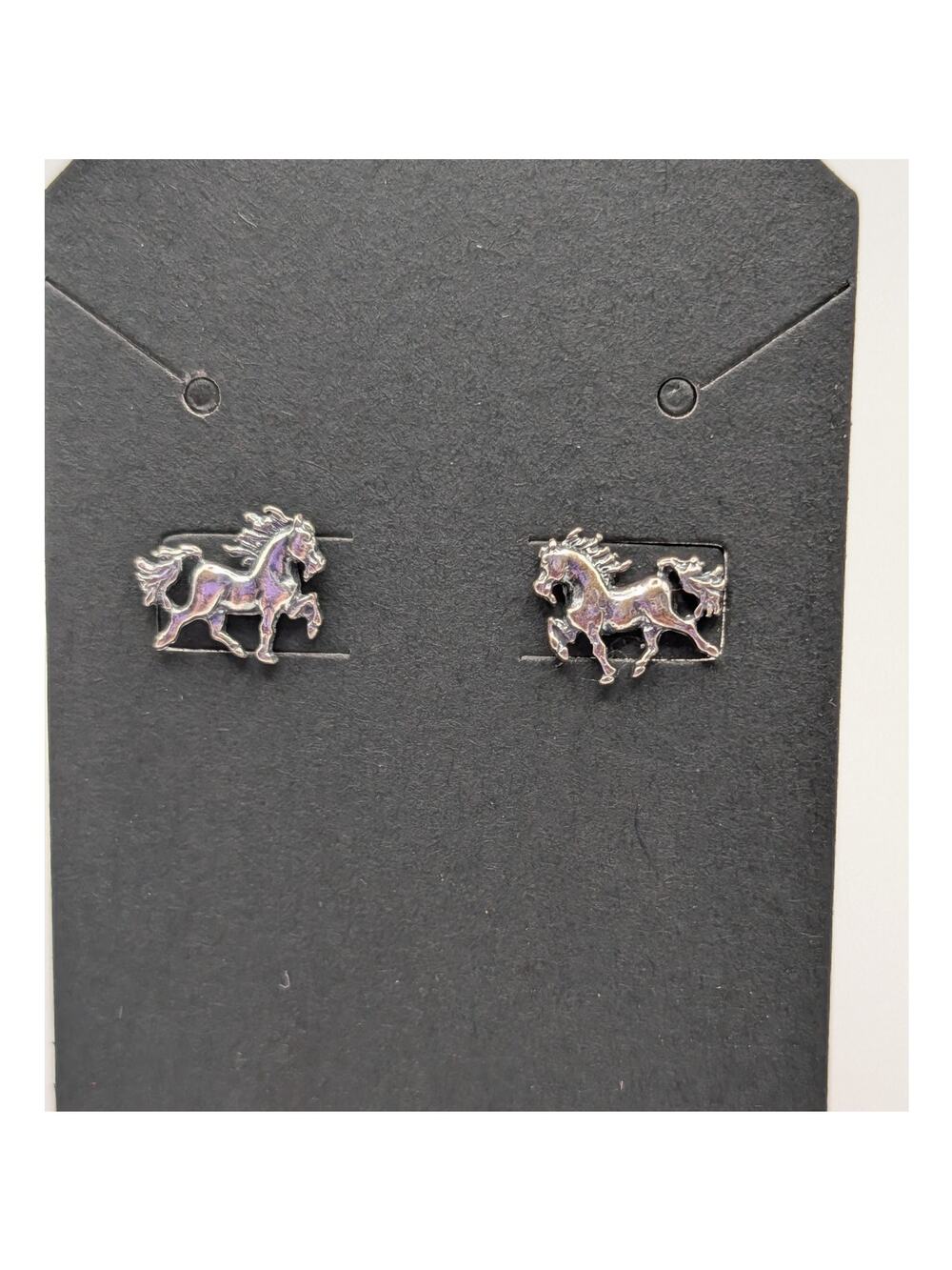 STERLING Silver Running Horse Stud Earrings Equestrian Western Jewelry